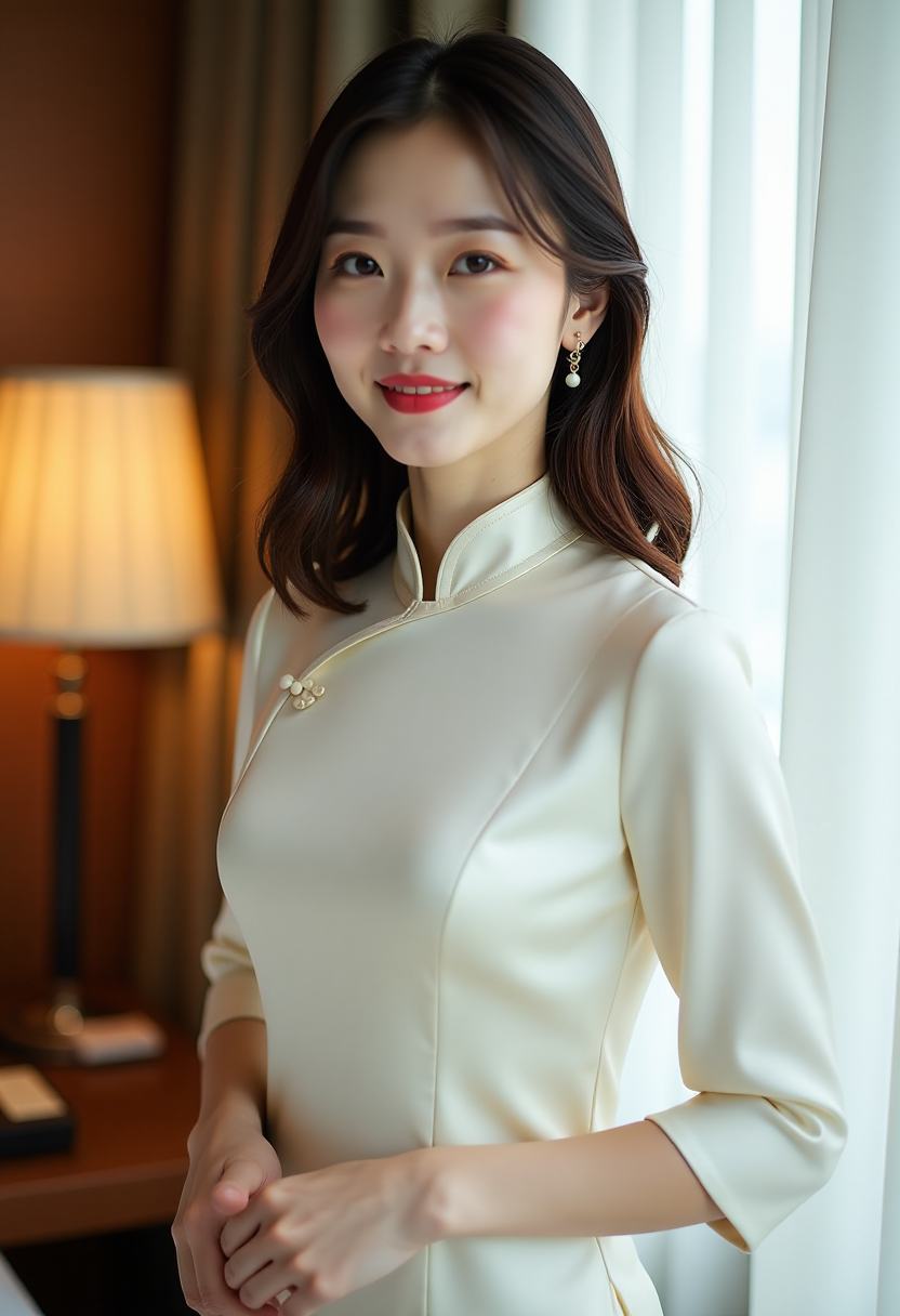 窗纱侧光东方妆面